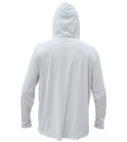 Salinity Gear Performance Fishing Hoodie - UPF 50+ Dri-Fit Shirt. Long sleeve grey hoody with screen printed Salinity logo on chest