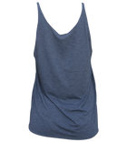 Salinity Gear Ladies tank top, heather navy blue with a red snapper design