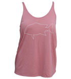 Salinity Gear Ladies tank top, mauve with a red snapper design