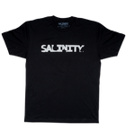 Salinity Gear Florida Native Flag short sleeve fishing shirt. Black cotton t-shirt with screen printed full color Florida Native Flag design on the back andhite Salinity Gear logo on the front.