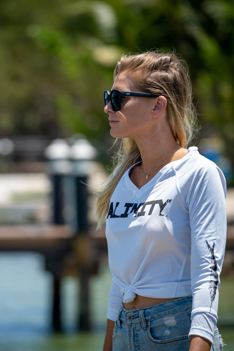 Guy Harvey | Ladies Sailfish Rays Long Sleeve V-Neck T-Shirt, Small