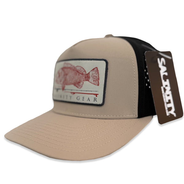 Cubera Snapper 5 Panel Patch 1010 Performance Hat-Tan/Black