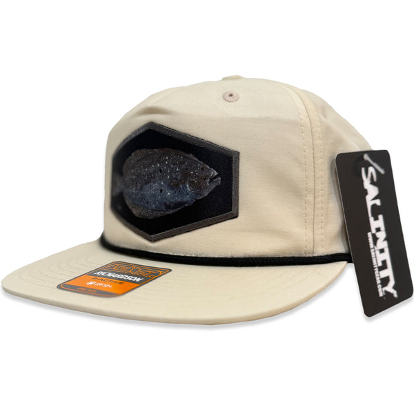 Flounder Gyotaku Patch Umpqua Hat - Cream/Black