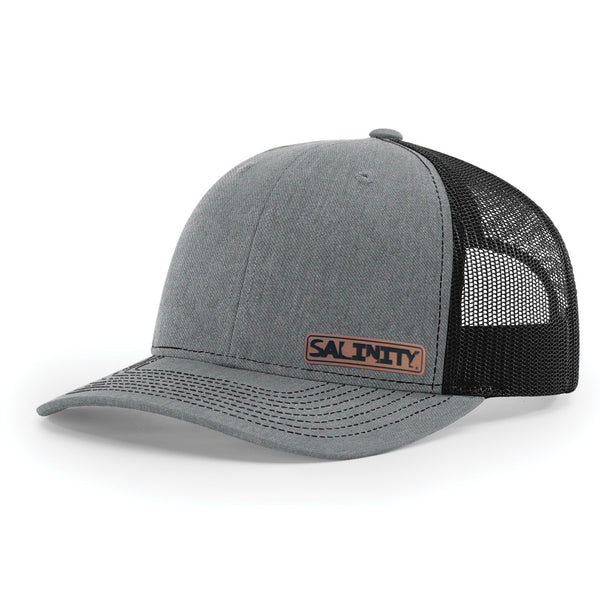 Salinity Leather Logo Patch - Heather Grey/Black