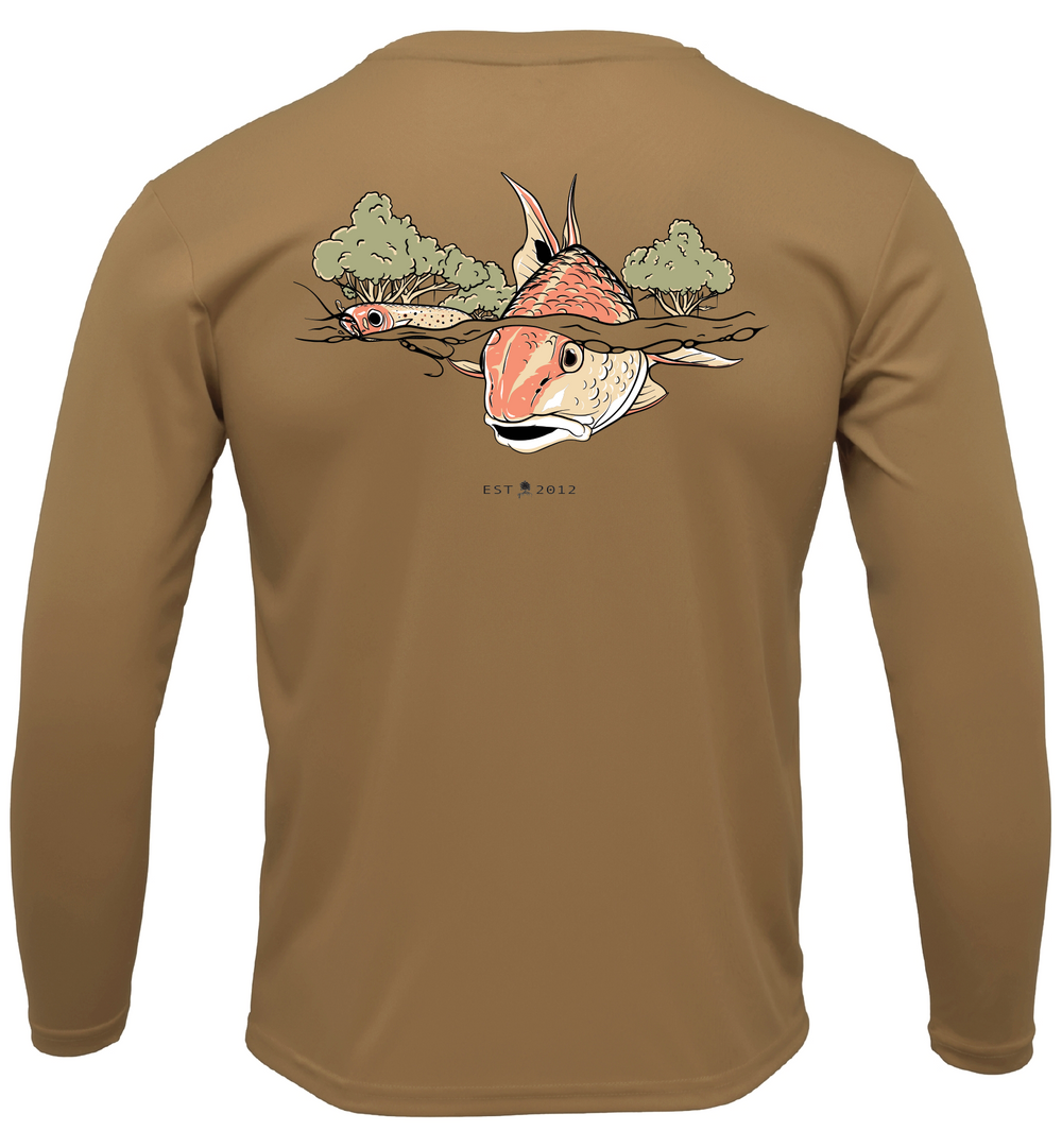 T-shirt Manches Longues Salt Addiction - Motif Pêche (sébaste, Tambour Rouge) - Rouge Vif - 100% Coton/poly - Neuf Avec étiquettes