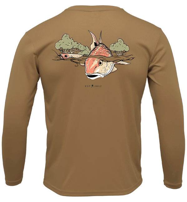 Spicy Tuna Men's Vented Long Sleeve Fishing Shirt M Embroidered