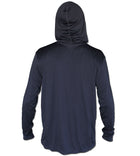 Salinity Gear Performance Fishing Hoodie - UPF 50+ Dri-Fit Shirt. Long sleeve carbon grey hoody with screen printed Salinity logo on chest