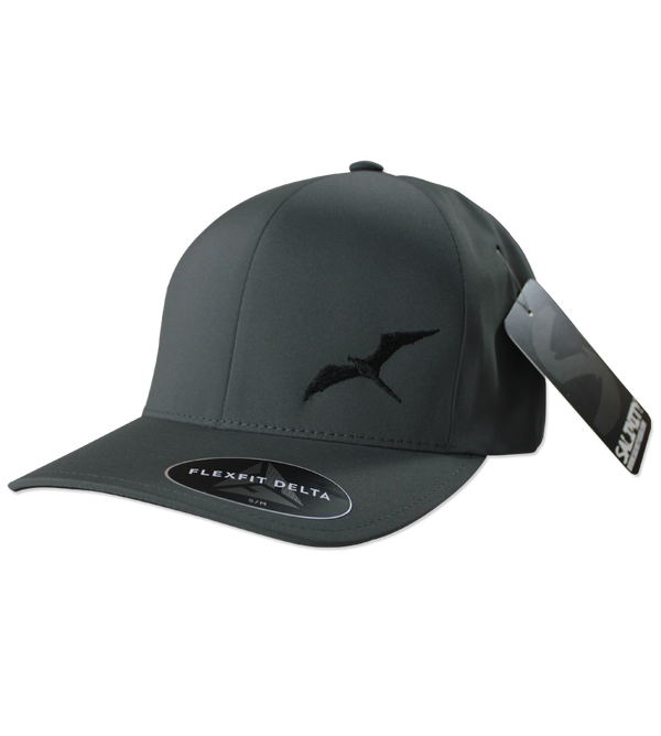 Salinity Gear performance frigate hat. Grey Flexfit delta hat available in s/m and l/xl